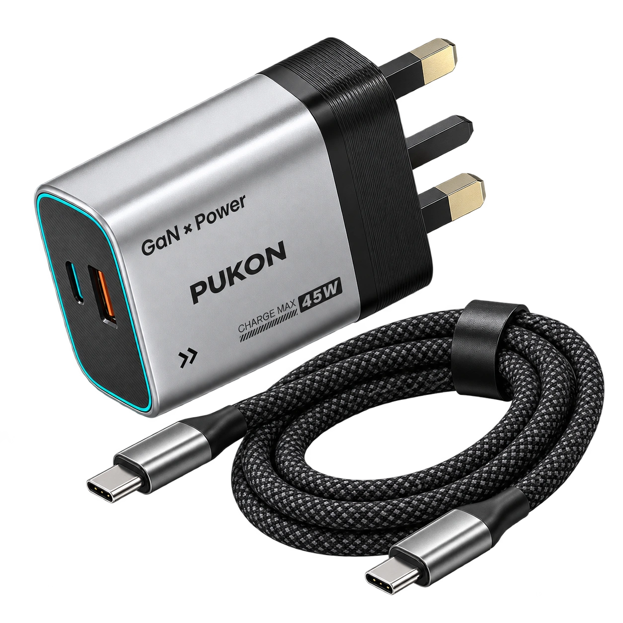 PUKON HC70 45W GaN Charger with Type-C to Type-C Cable